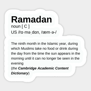 RAMADAN IS,  CAMBRIDGE dictionary definitions Sticker